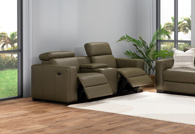 DAMIAN LEATHER - 2 Seater Sofa with 2 inbuilt Electric Recliners
