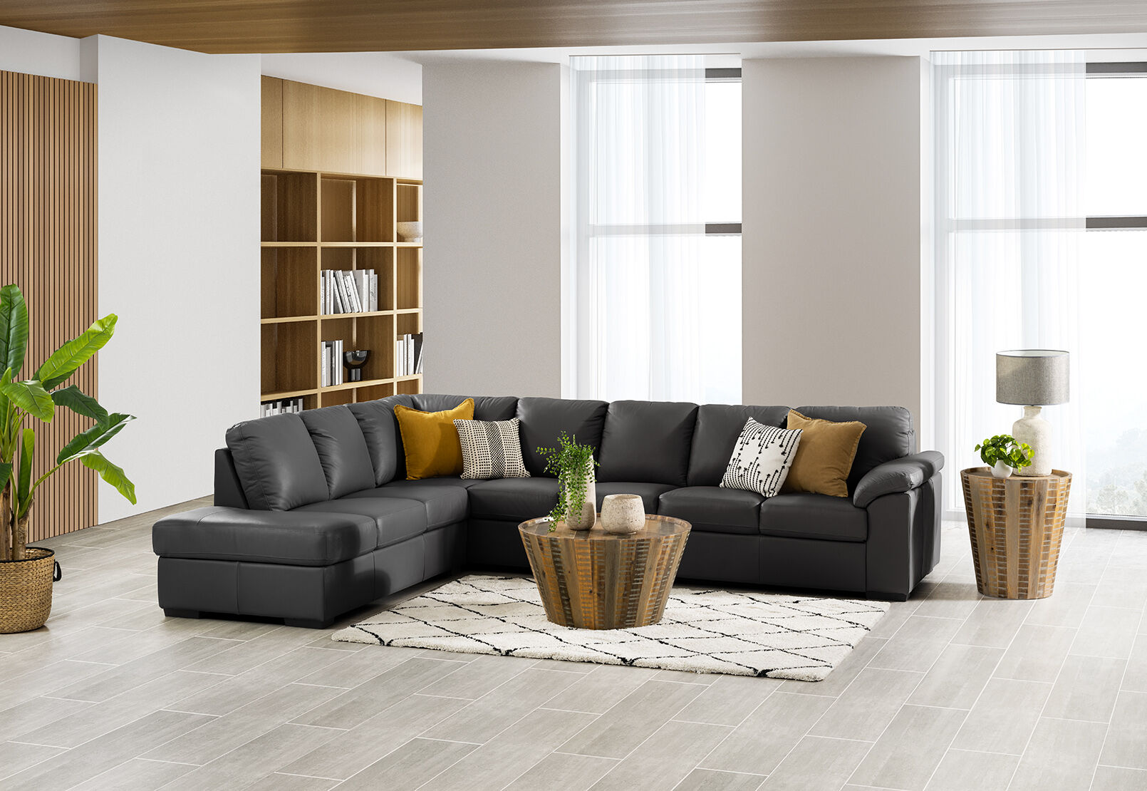 Amart leather corner sale lounge