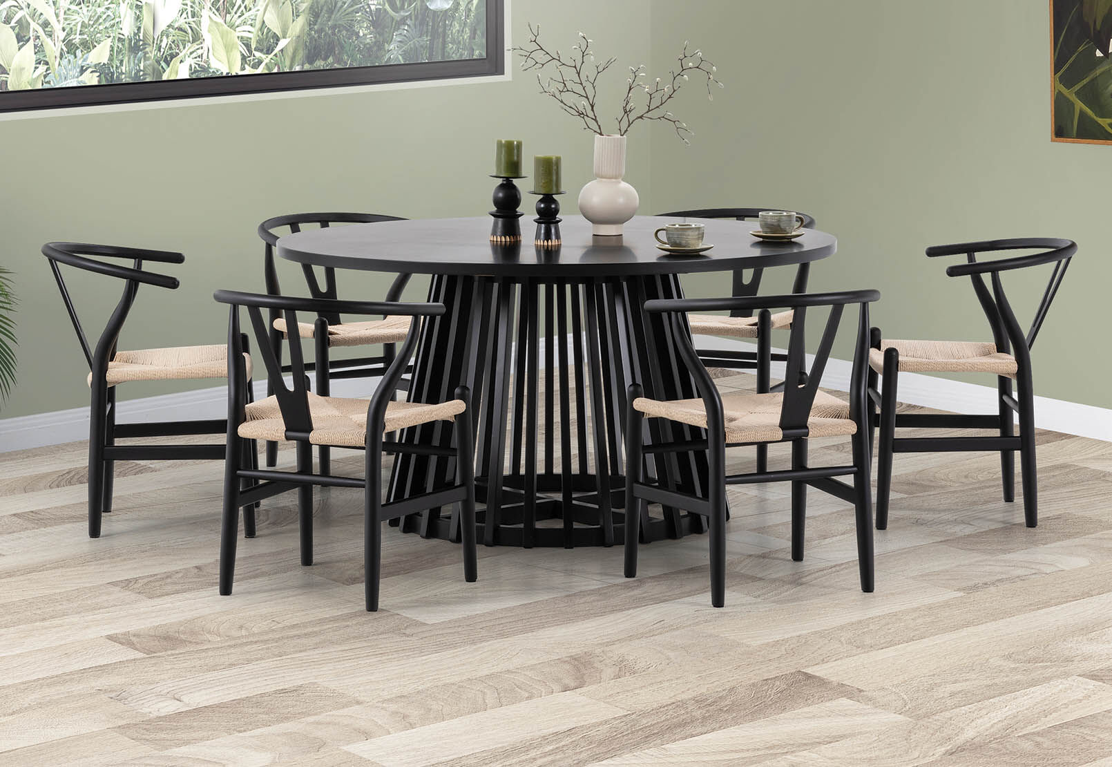 TORENTO - 7 Piece Dining Suite with Wishbone Replica MKII Chairs. TORENTO