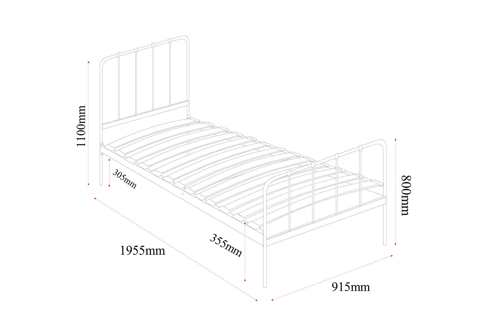 EDINBURGH - Black Single Bed EDINBURGH