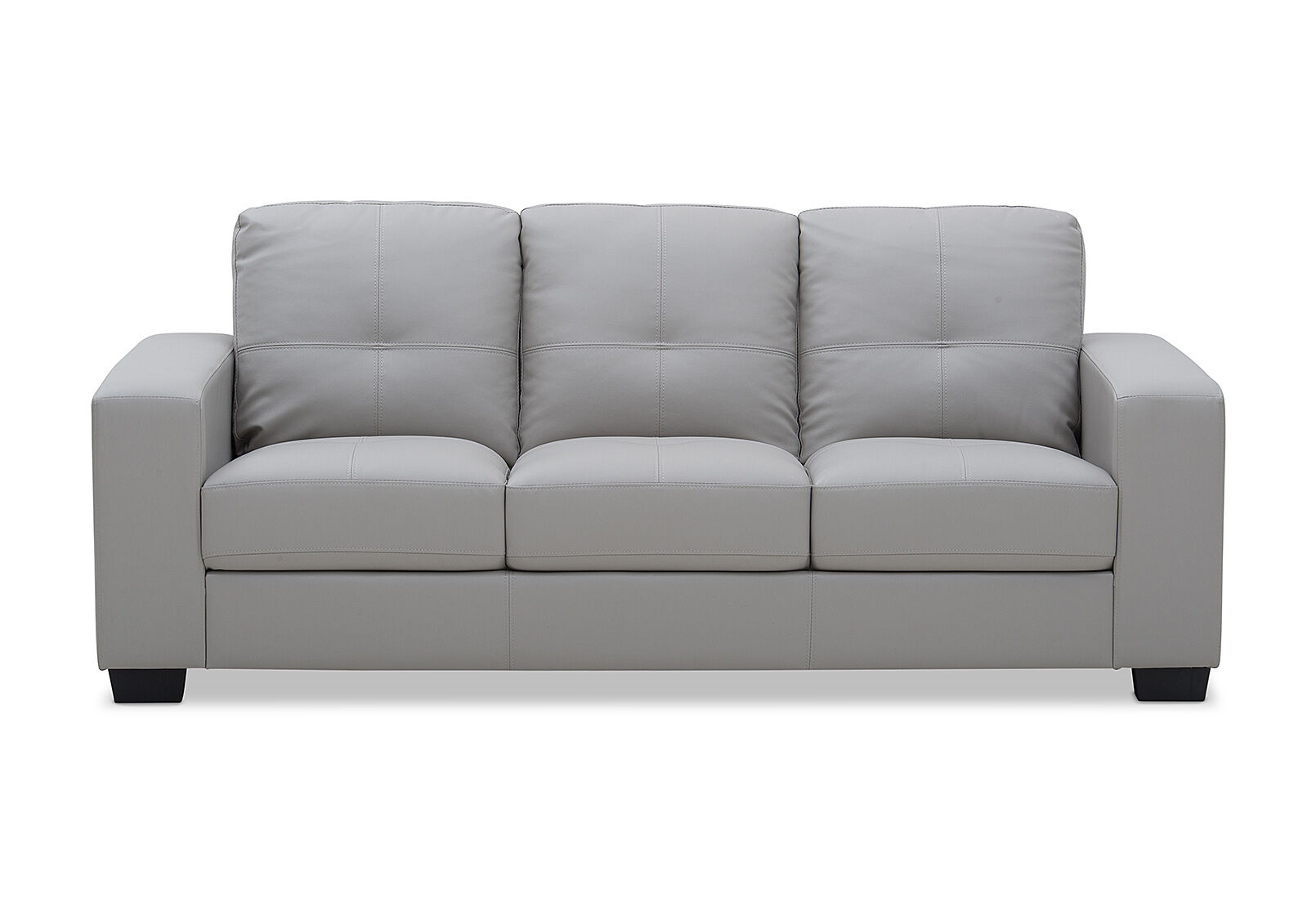 LIGHT GREY DIAMOND Leather Look 3 Seater Sofa