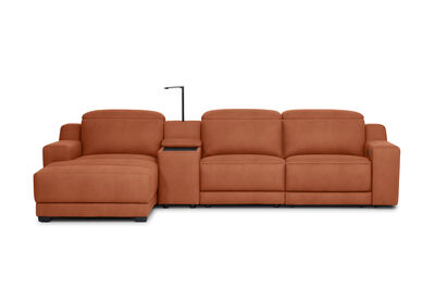 VANTRO FABRIC - 3 Seater LHF Chaise with Console and Inbuilt Electric Recliner
