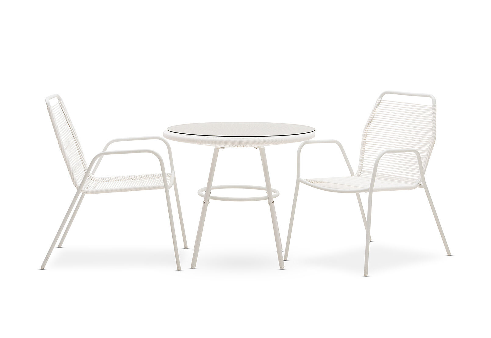 White Joy 3 Piece Outdoor Dining Set With White Frame Amart Furniture