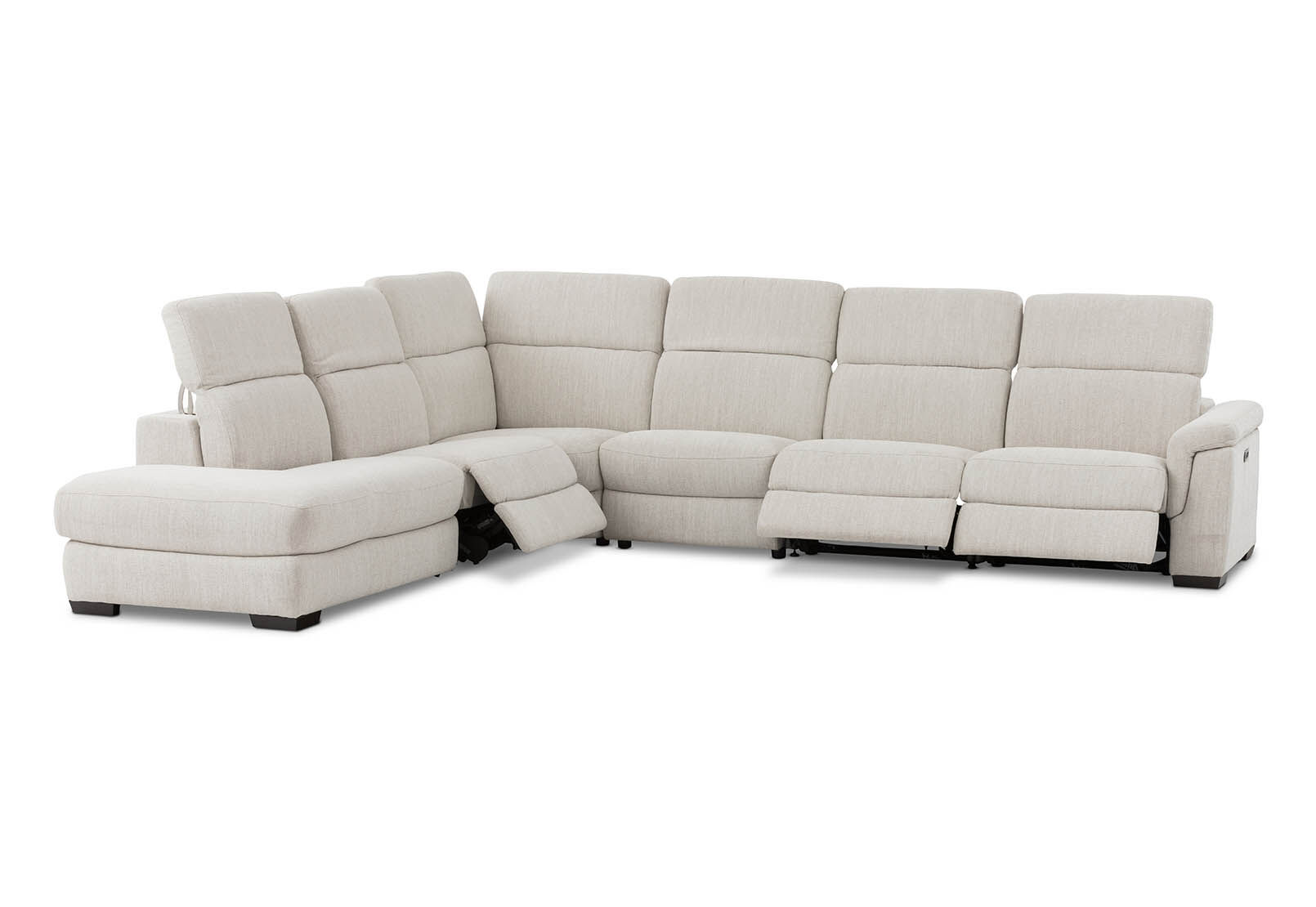 LUCIANO - Fabric Corner Lounge with 3 Inbuilt Electric Recliners and Left-Hand Facing Chaise LUCIANO