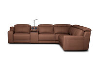 VANTRO LEATHER - Corner Lounge with 2 Inbuilt Electric Recliners and Speaker Console VANTRO LEATHER