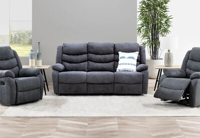 PRESCOTT - Fabric 3 Seater with 2 Inbuilt Recliners