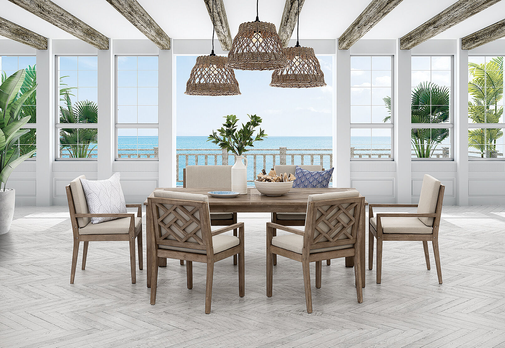 WEATHER GREY LILLIAN 7 Piece Outdoor Dining Setting Amart Furniture WEATHER GREY LILLIAN 7 Piece Outdoor Dining Setting Amart Furniture