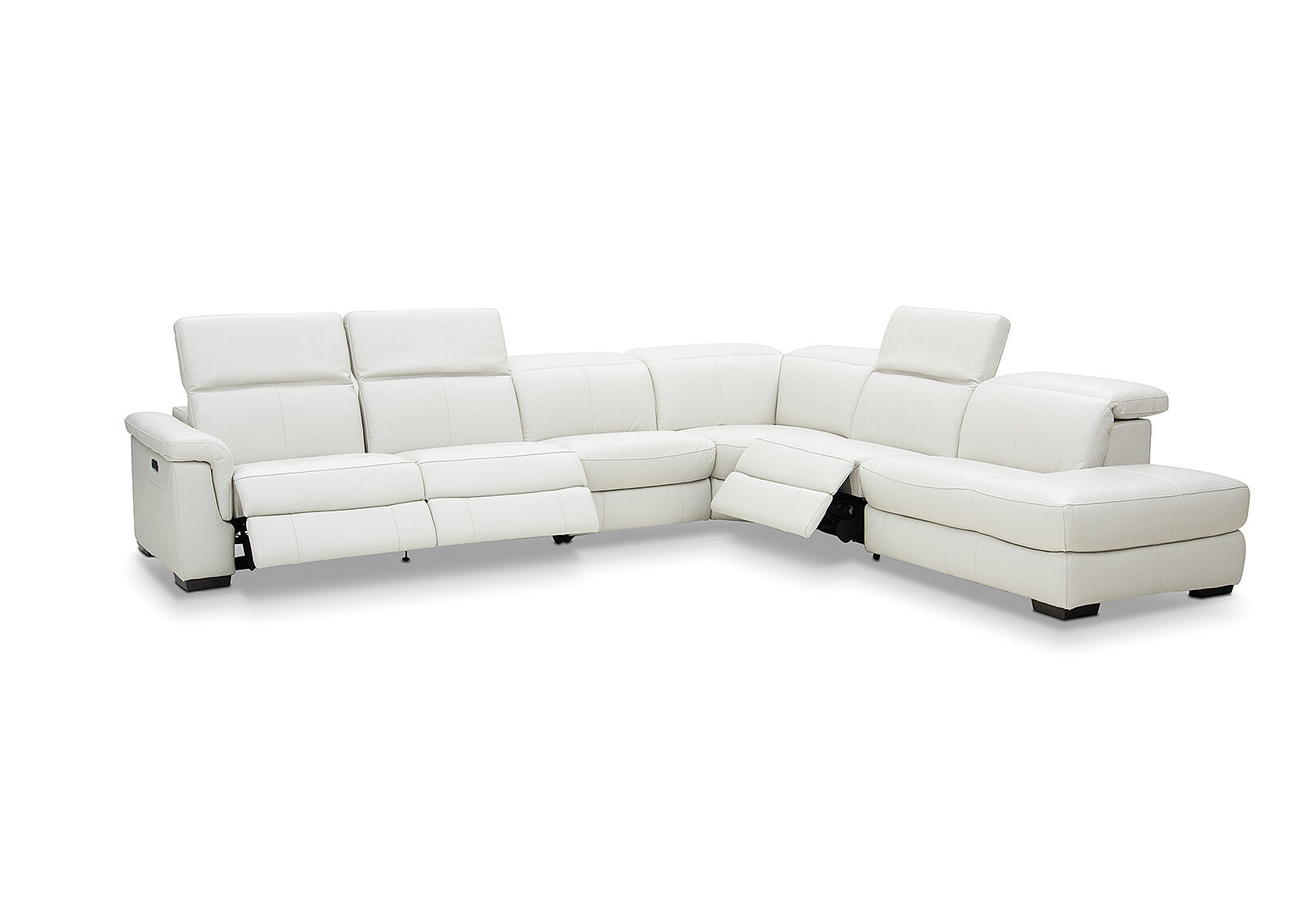 LUCIANO - Leather Corner Lounge with 3 Inbuilt Electric Recliners and Right-Hand Facing Chaise LUCIANO