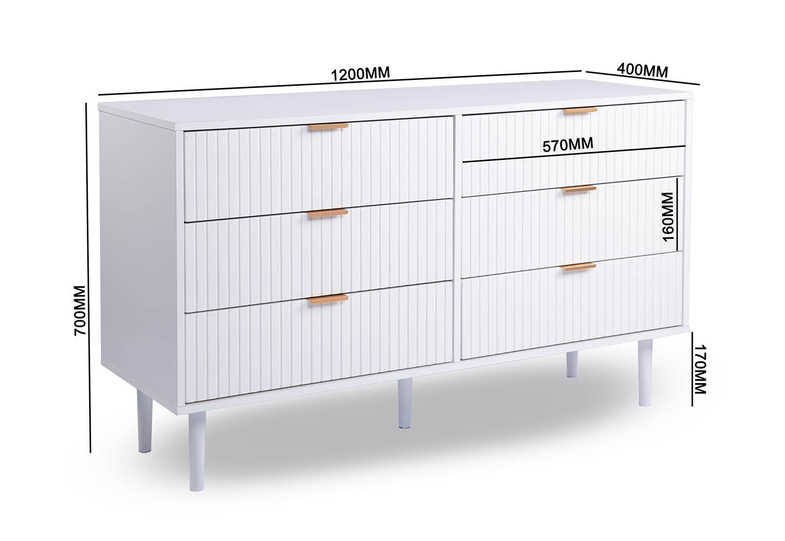 HENSLEY - White 6 Drawer Dresser HENSLEY