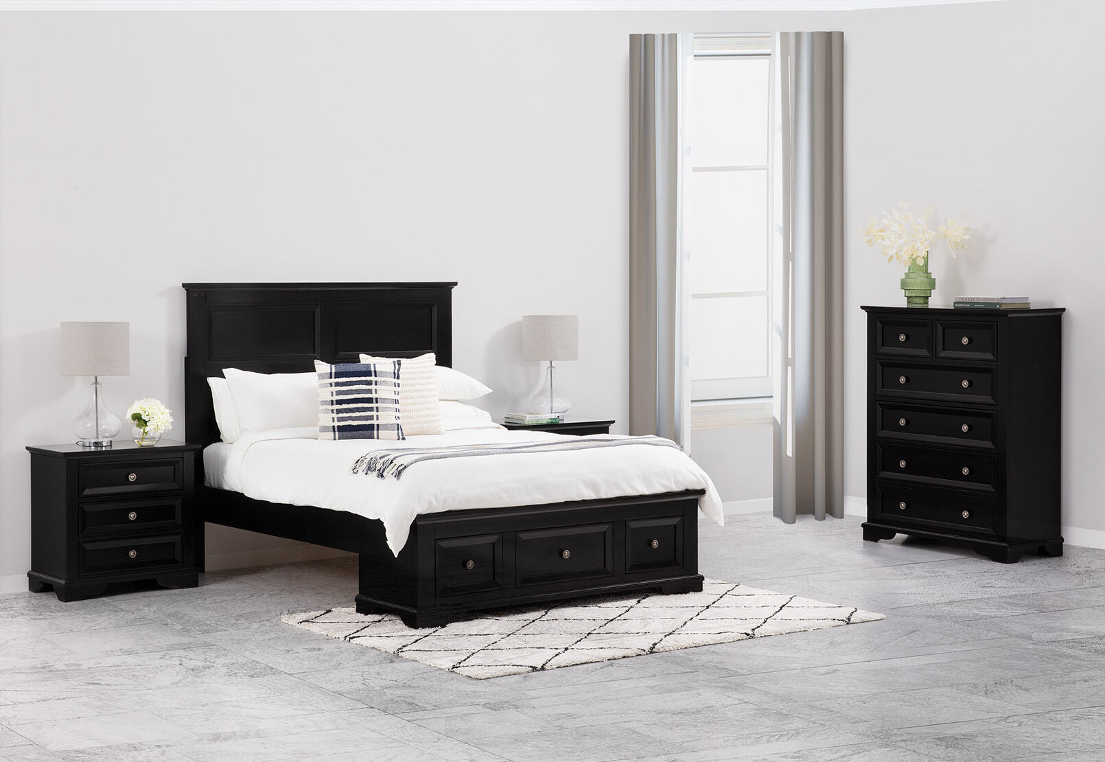 CHANELLE - 4 Piece Double Tall Chest Bedroom Suite CHANELLE