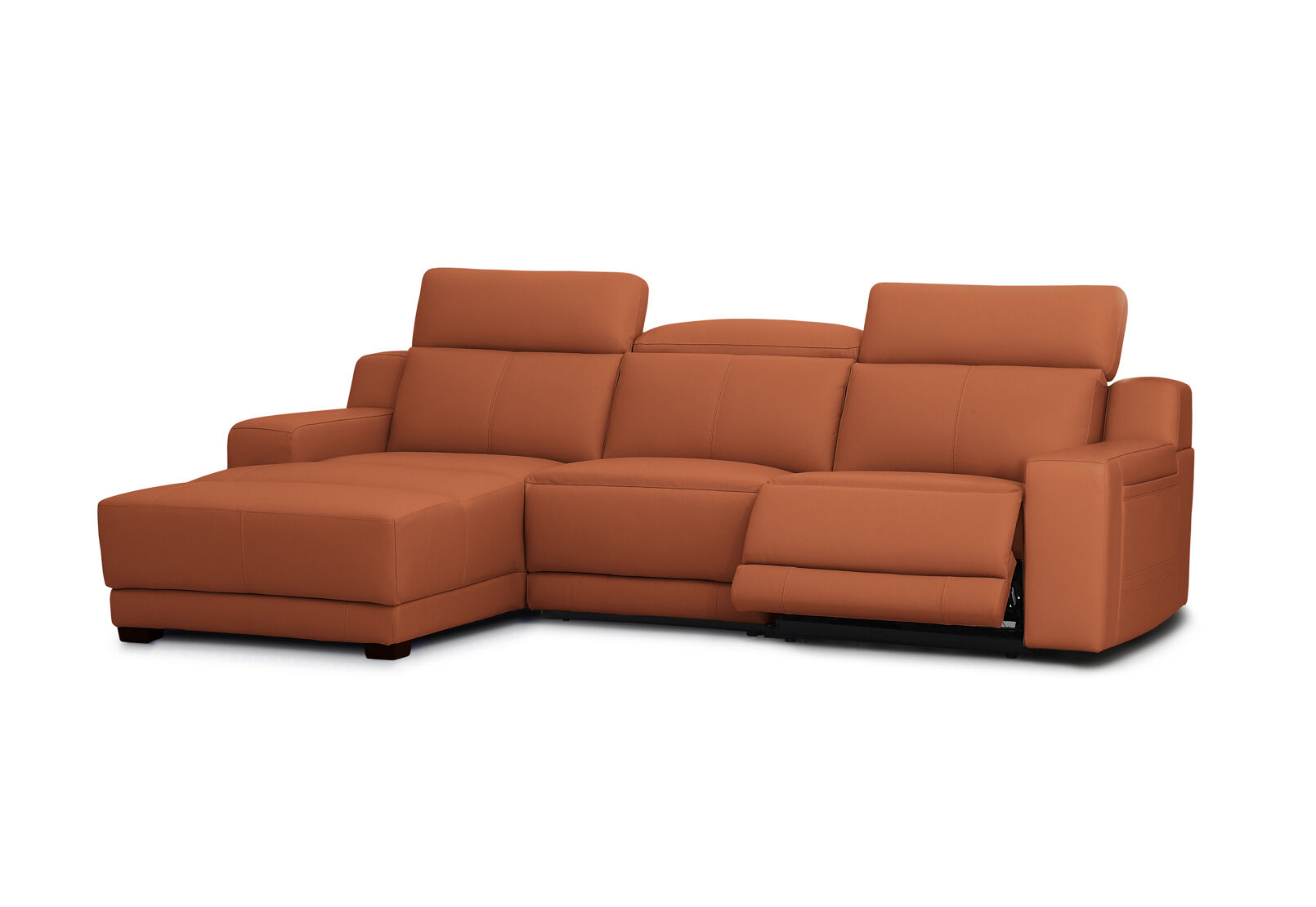 VANTRO LEATHER - 3 Seater LHF Chaise with Inbuilt Electric Recliner VANTRO LEATHER