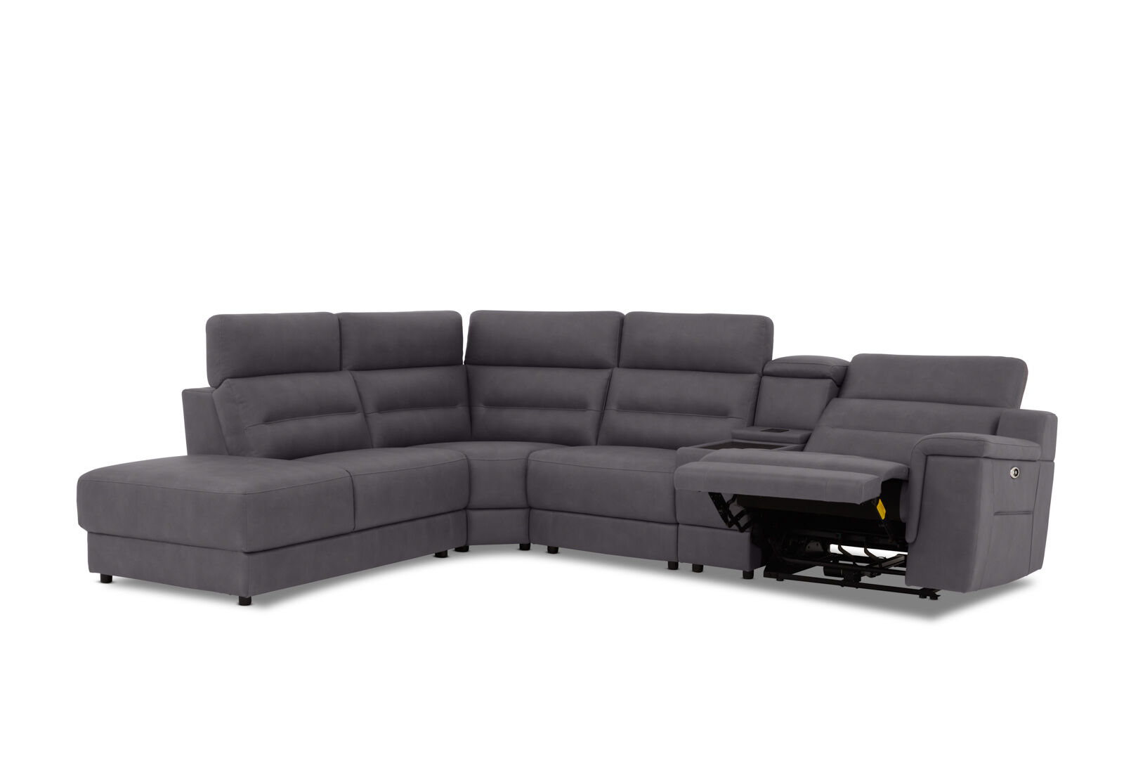 JEFFRIES FABRIC - Corner Lounge with Inbuilt Electric Recliner and LHF Chaise JEFFRIES FABRIC