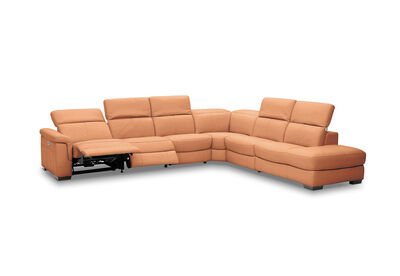 LUCIANO - Leather Corner Lounge with 3 Inbuilt Electric Recliners and Right-Hand Facing Chaise