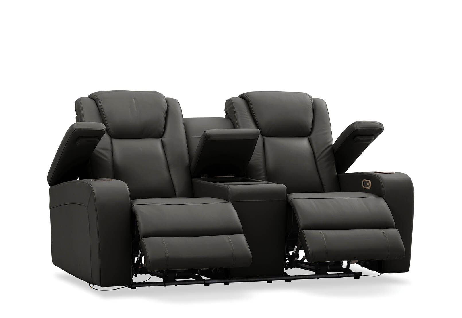 Vulcan Leather 2 Seat Sofa With 2 Inbuilt Recliners Amart