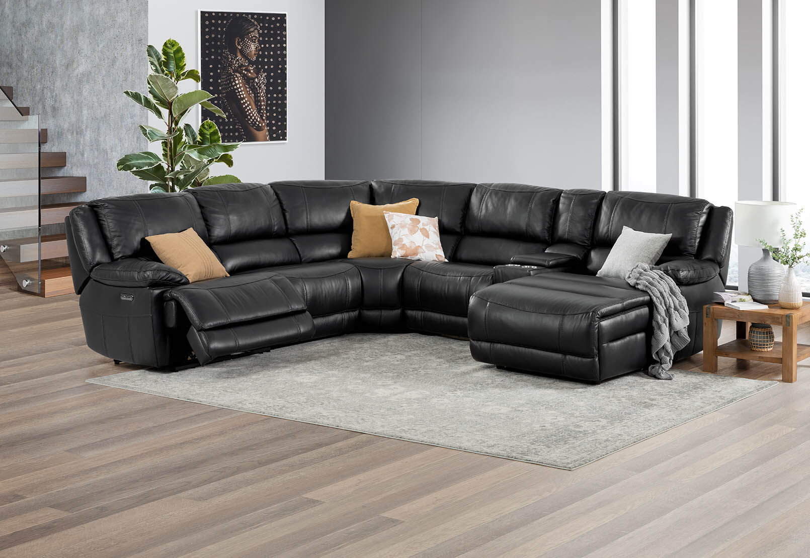 Black corner lounge suite sales
