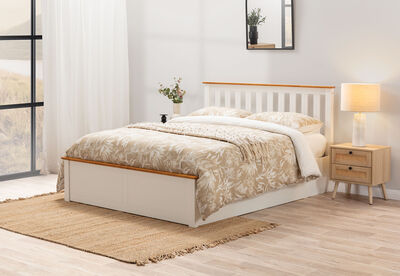 KIRK - White/Natural Queen Lift Bed