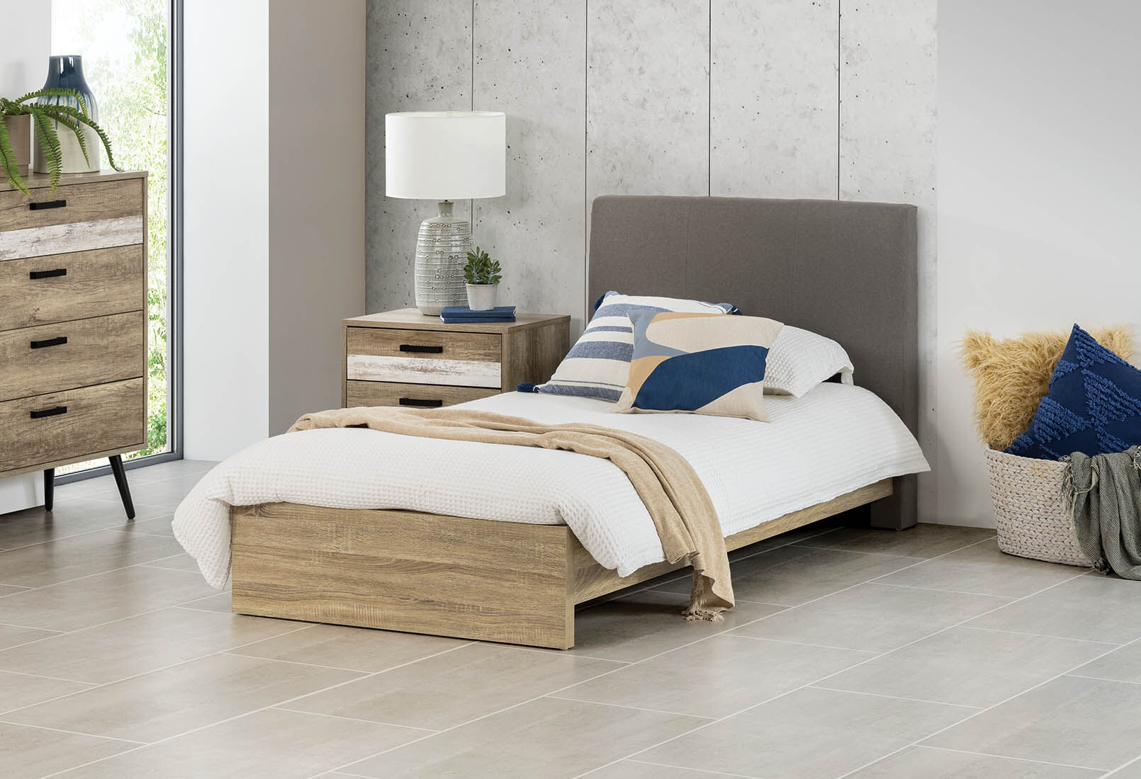 BEECH/GREY FORFAR Single Bed