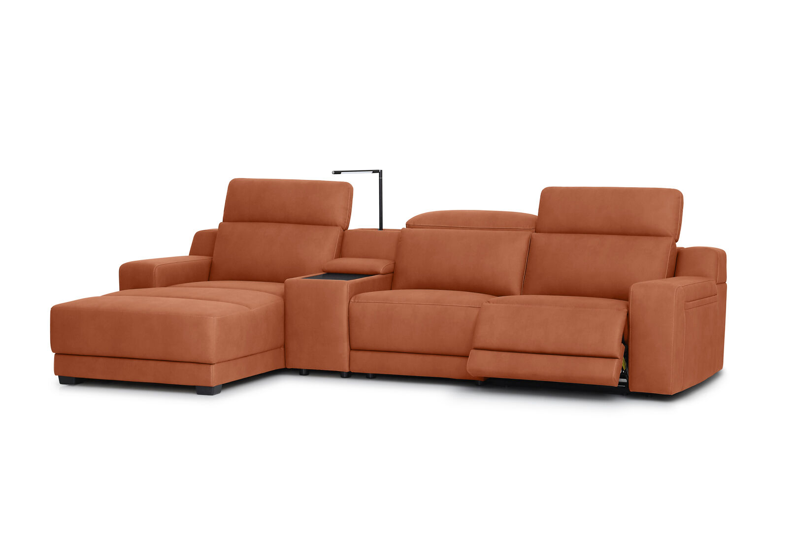 VANTRO FABRIC - 3 Seater LHF Chaise with Console and Inbuilt Electric Recliner VANTRO FABRIC