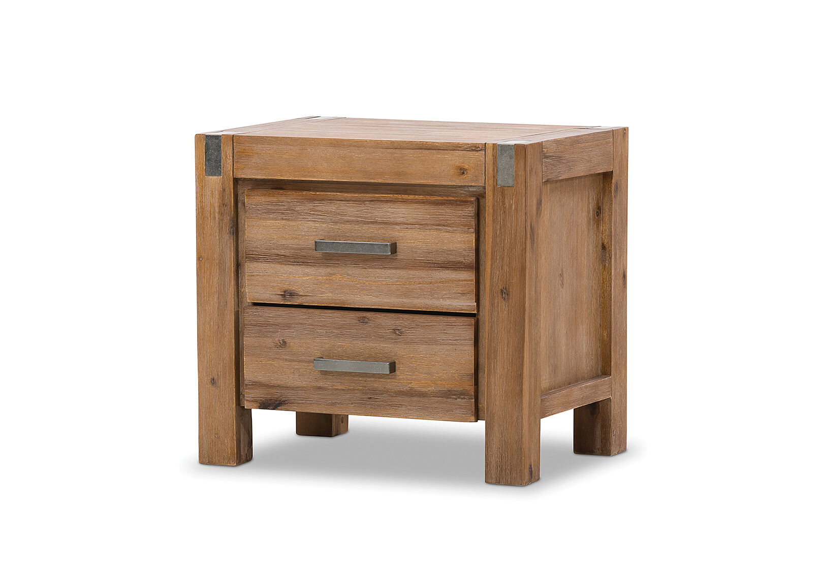 Pewter Silverwood 2 Drawer Bedside Table Amart Furniture