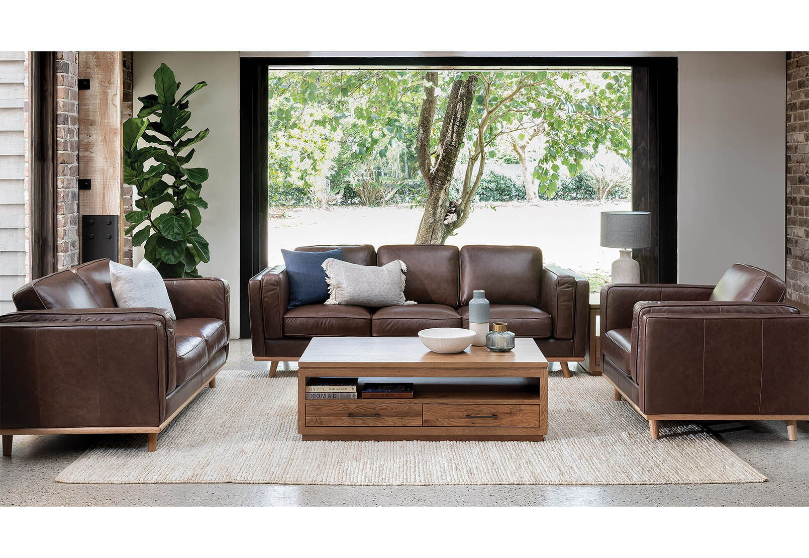 CHESTNUT GIORGIO Leather 3 Seater Sofa
