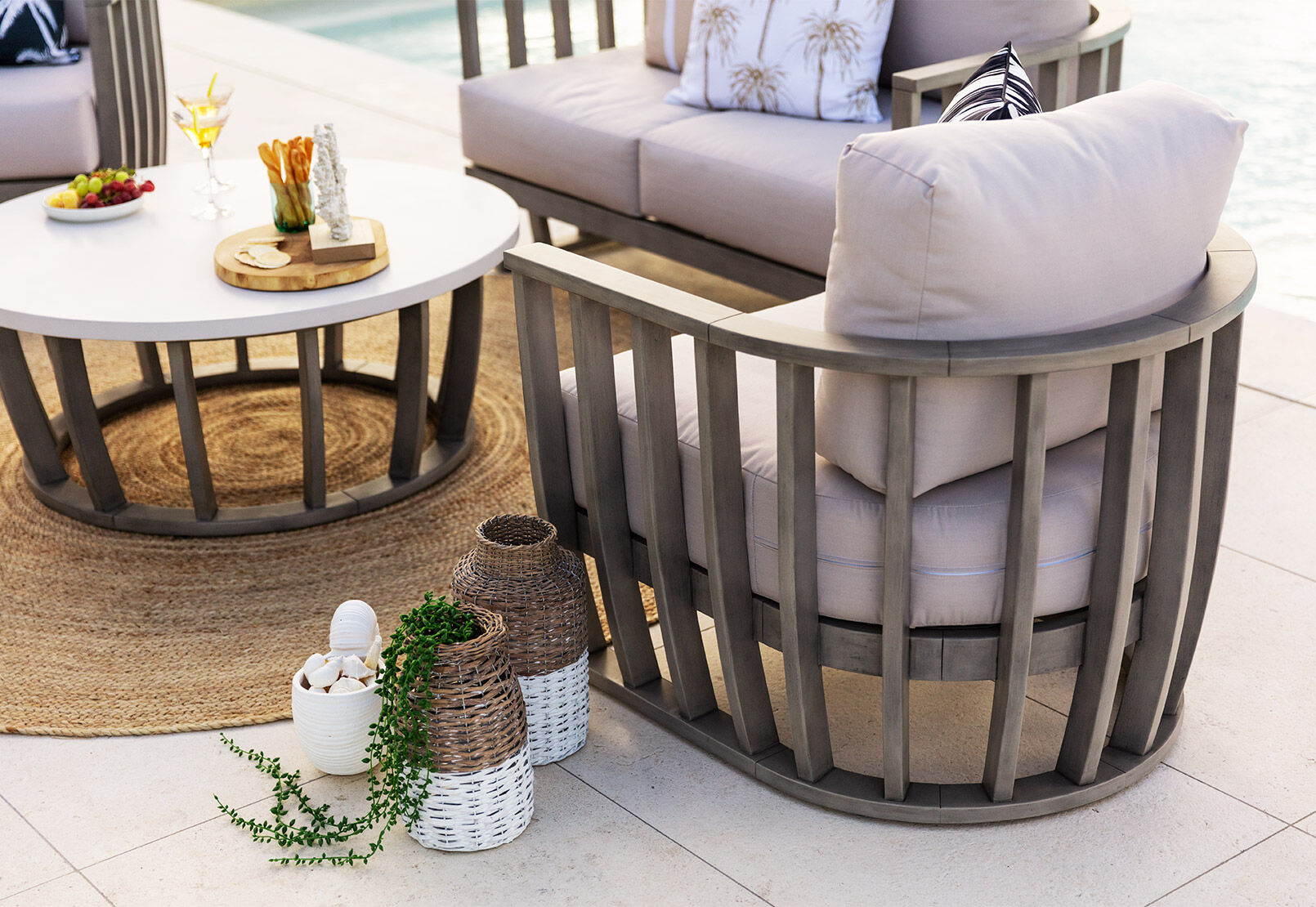 Timber top outdoor lounge