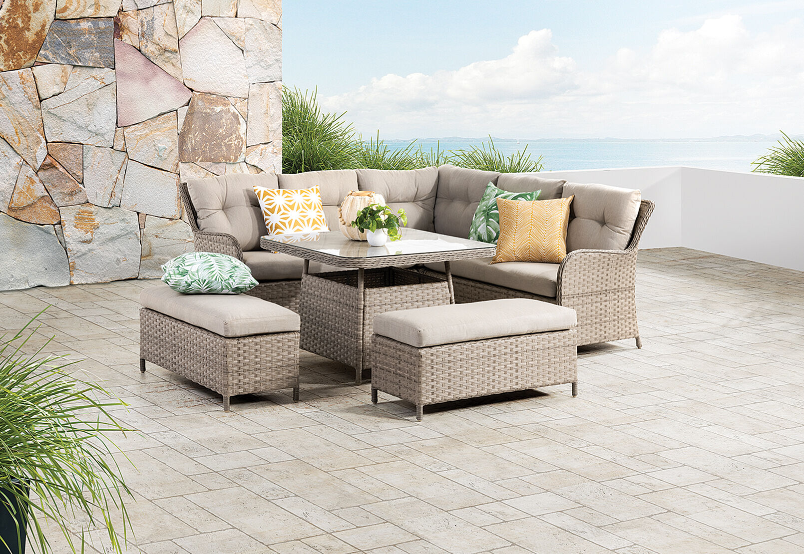 GREY AQUATA Outdoor Lounge Dining Setting Amart Furniture