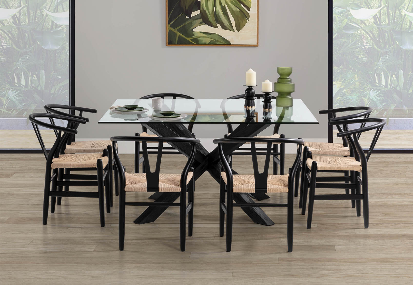 PROMENADE - Square Glass Top Dining Table PROMENADE