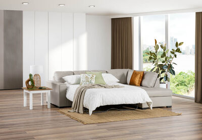 DIAMOND - Leather-Look Right-Hand Facing Corner Chaise with Sofa Bed