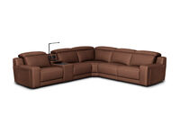 VANTRO LEATHER - Corner Lounge with 2 Inbuilt Electric Recliners and Speaker Console VANTRO LEATHER