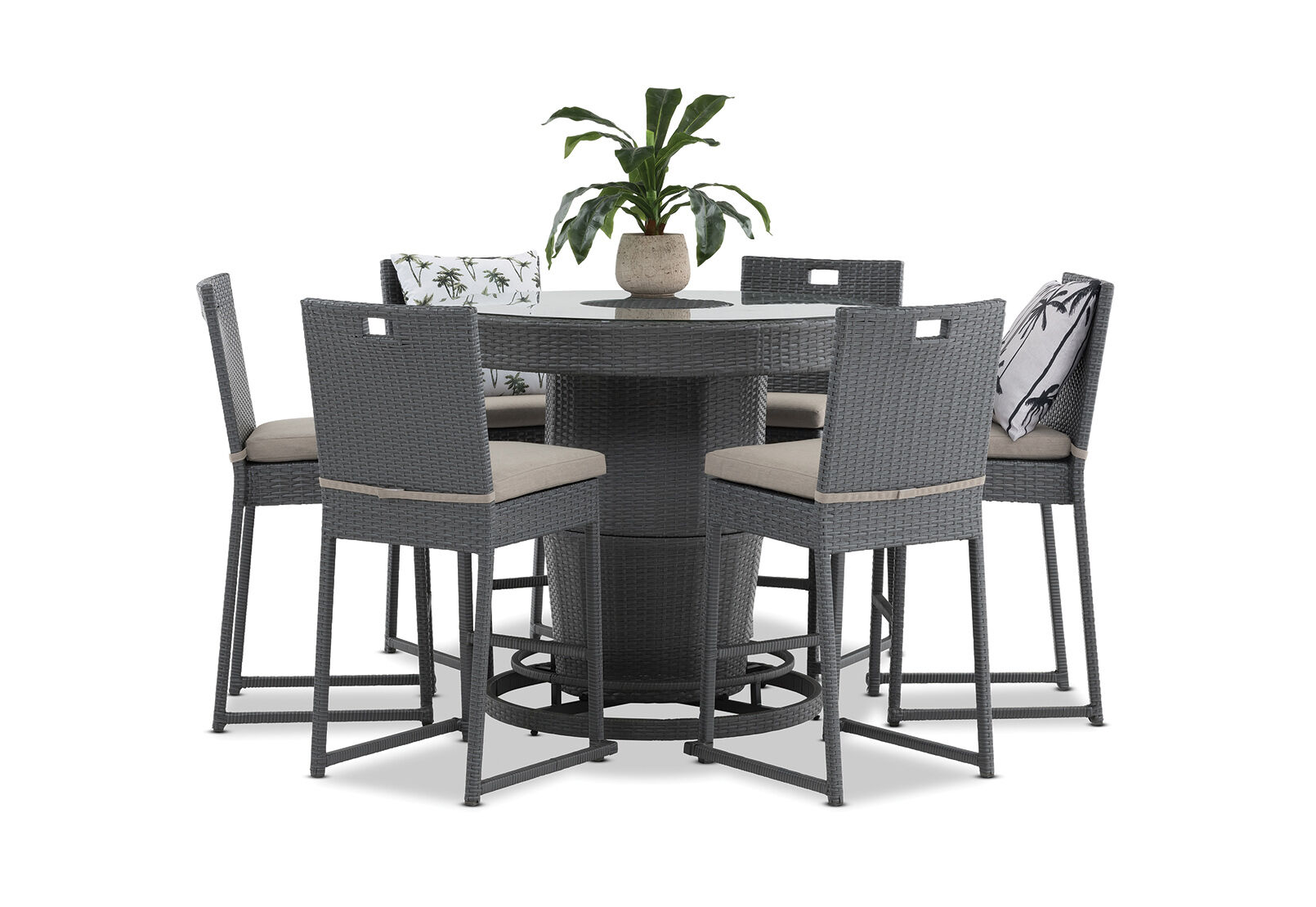 DARK GREY COLDIE 7 Piece Outdoor Bar Setting Amart Furniture