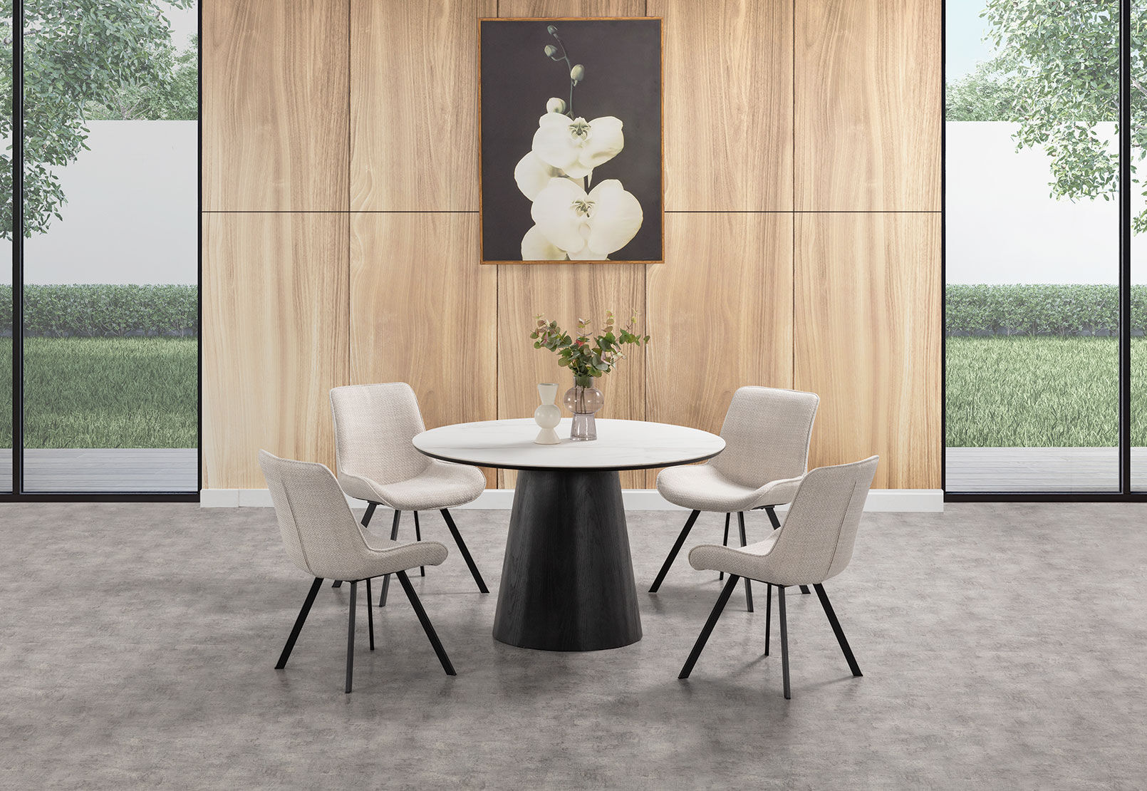 THANOS - 5 Piece Ceramic Dining Suite with Vesta Chairs THANOS