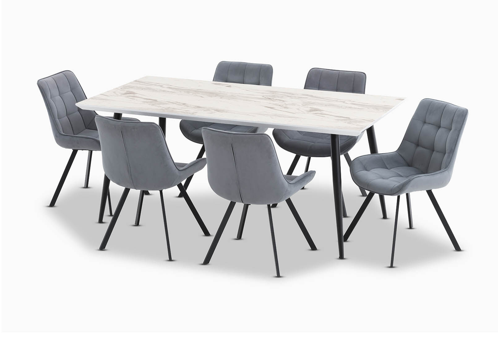 GREY AMARAH 7 Piece Dining Suite with Blaze Dining Chairs Amart Furniture