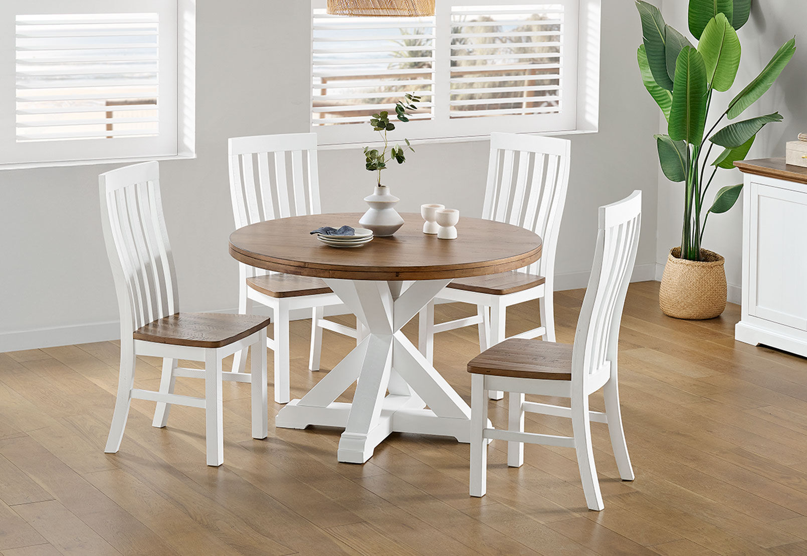 CHARLSBOURG - 5 Piece 1200 Round Dining Suite CHARLSBOURG