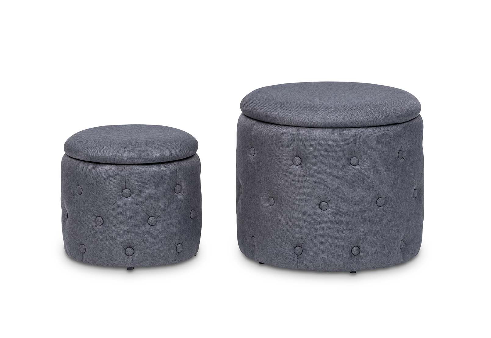 Grey round storage ottoman top