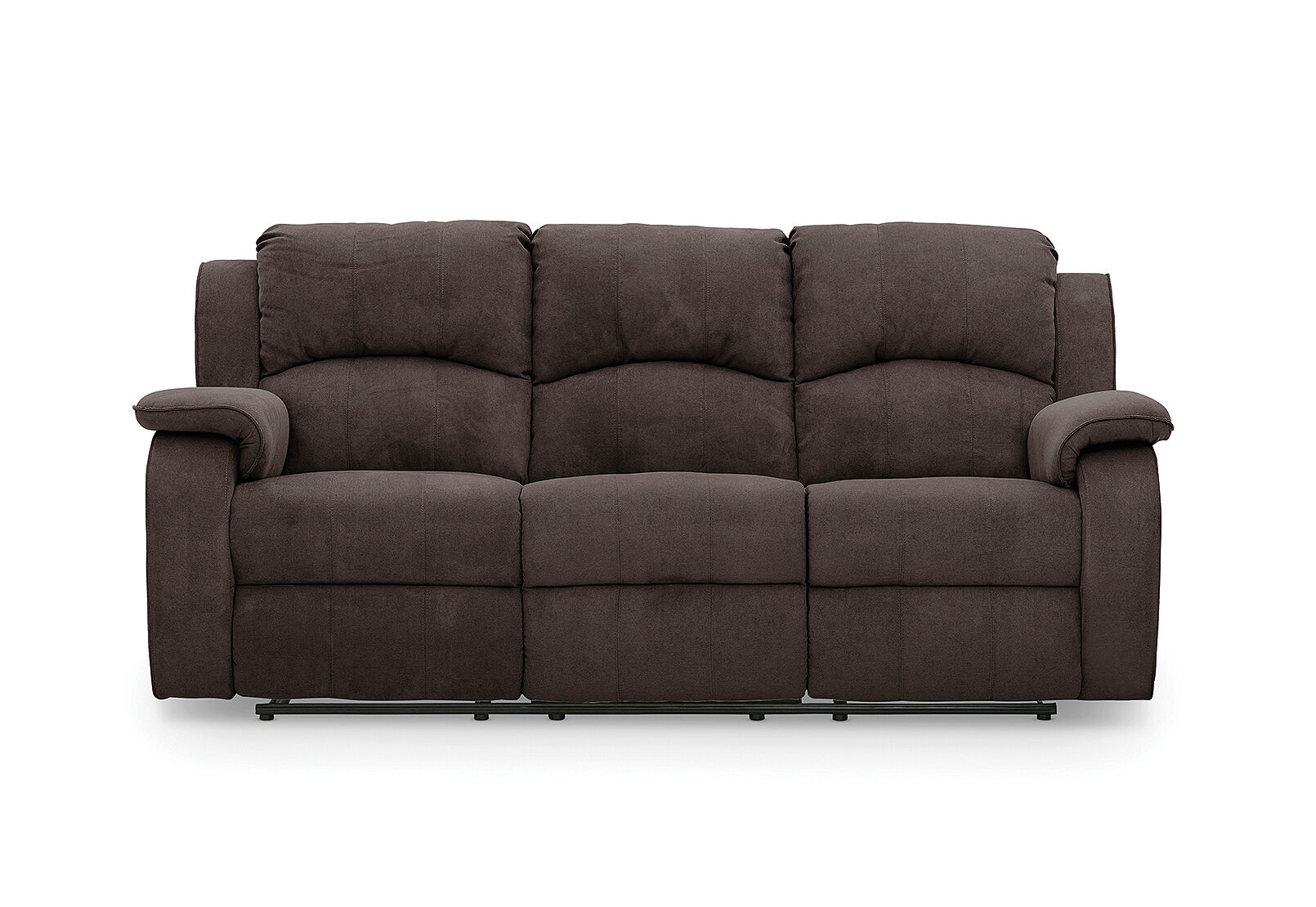 CHOCOLATE SALOON Fabric 3 Seater with 2 Inbuilt Recliners