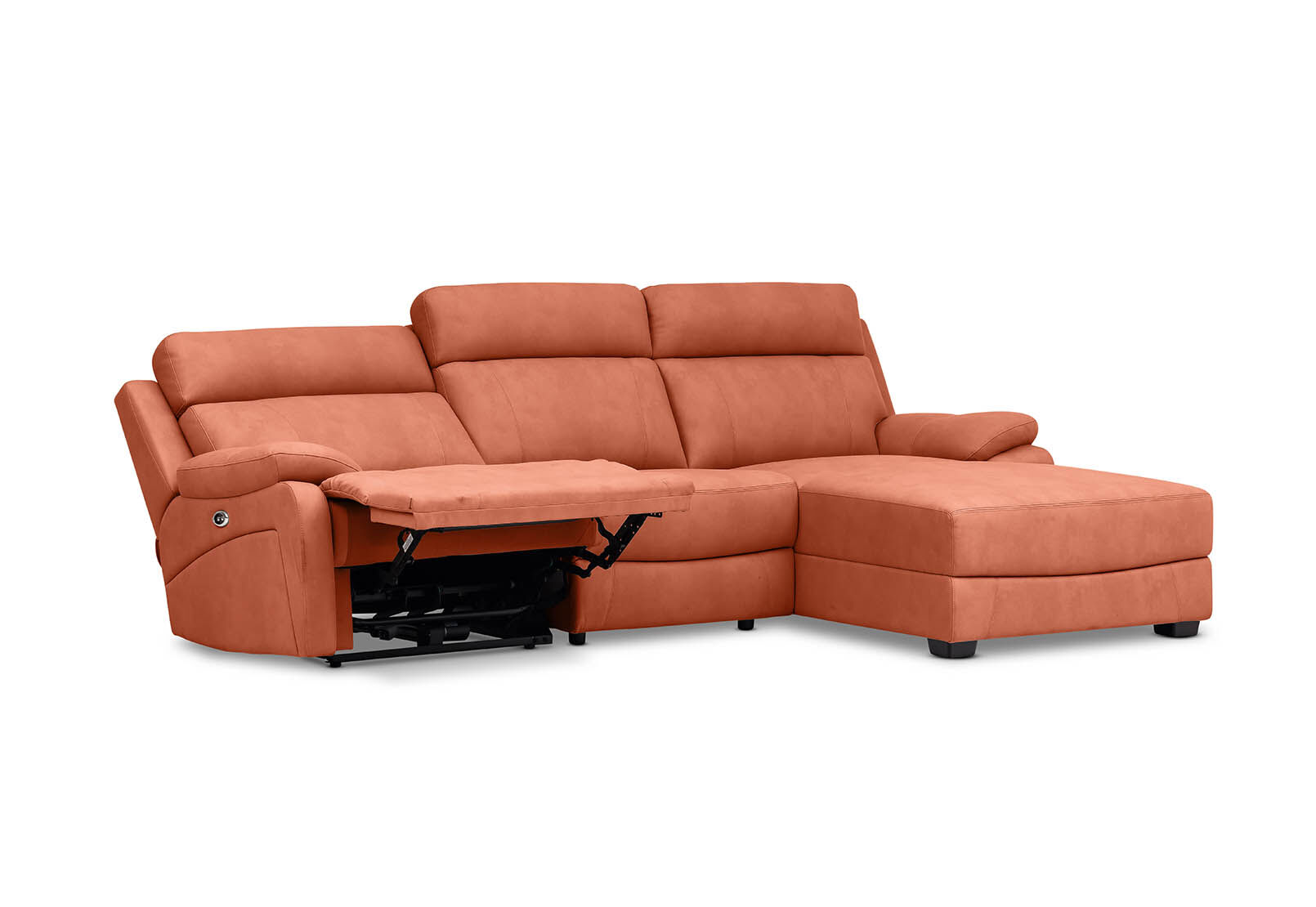 LYNCOLN - Fabric 3.5 Seat Right Hand Facing Chaise with Drop Down Table LYNCOLN