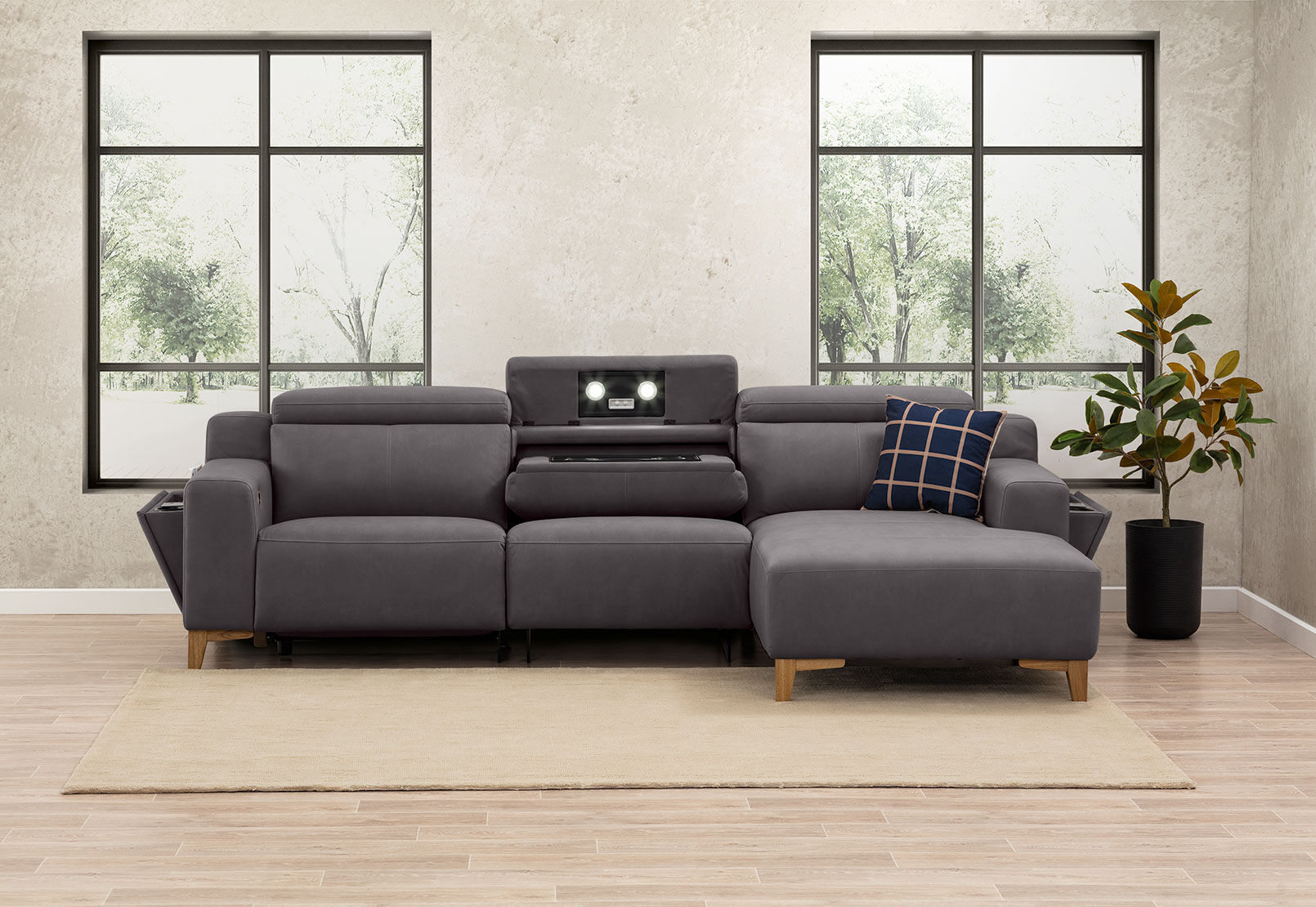 GAGE FABRIC - 3 Seater Sofa with Electric Recliner and RHF Chaise GAGE FABRIC