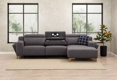 GAGE FABRIC - 3 Seater Sofa with Electric Recliner and RHF Chaise