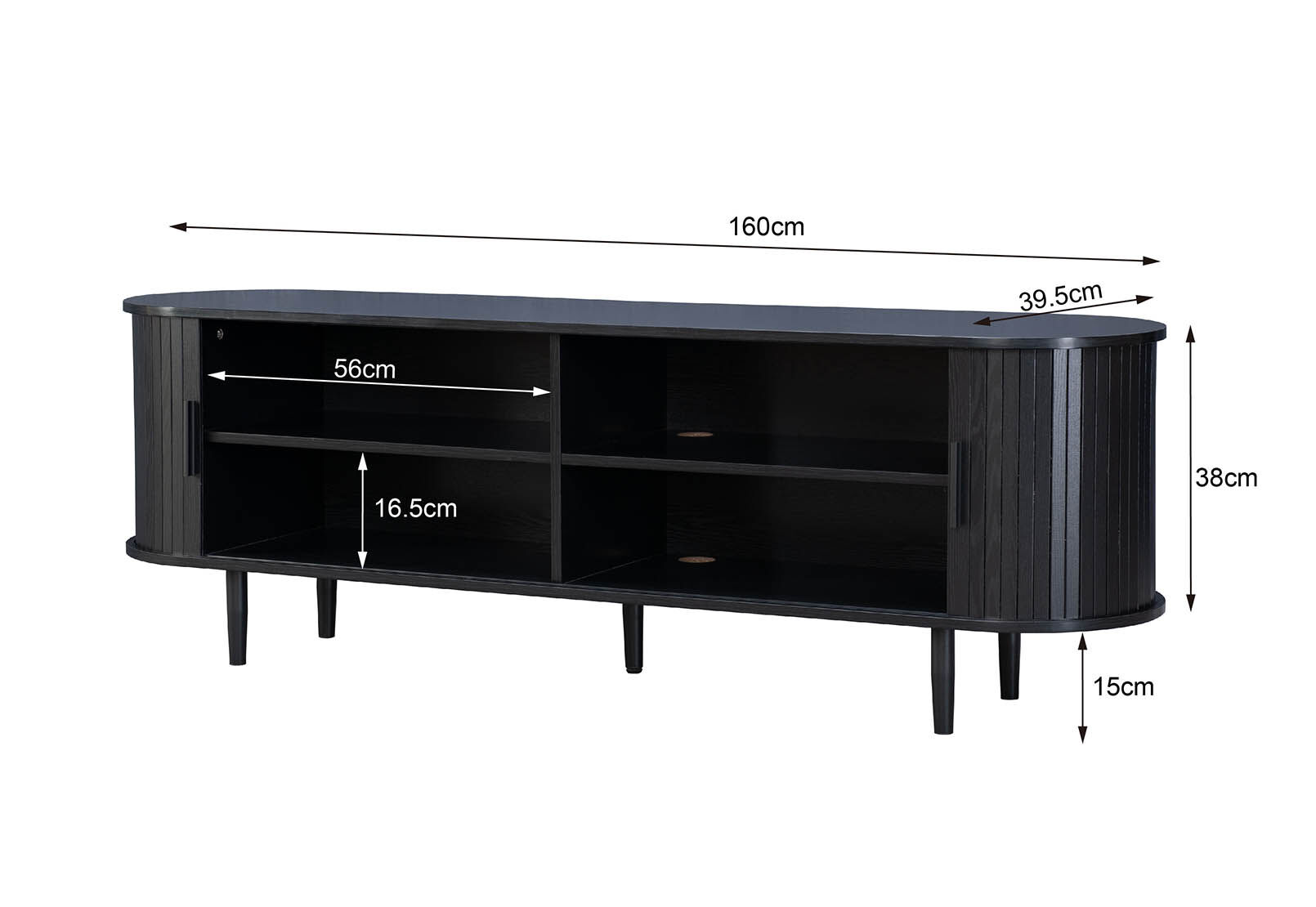 TANNER - 2 Door Black Entertainment Unit TANNER