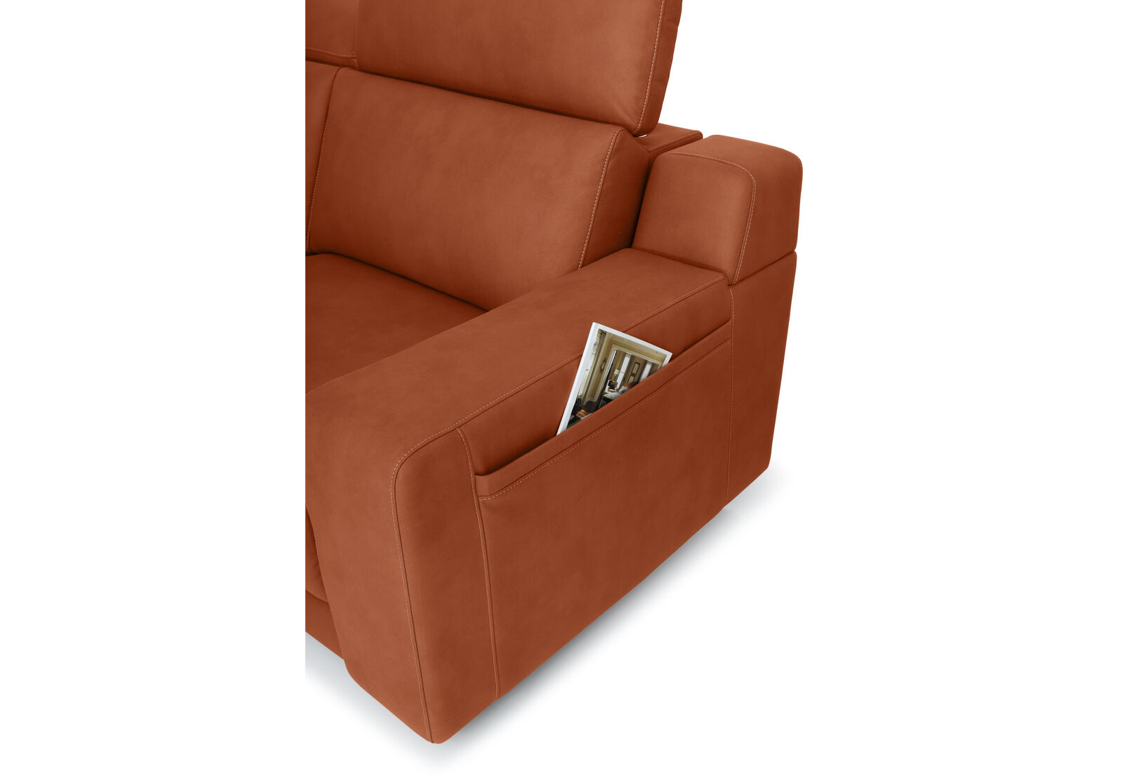 VANTRO FABRIC - 3 Seater LHF Chaise with Console and Inbuilt Electric Recliner VANTRO FABRIC