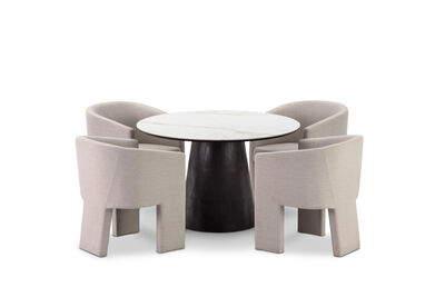 THANOS - 5 Piece Ceramic Dining Suite with Alicante Dining Chairs.