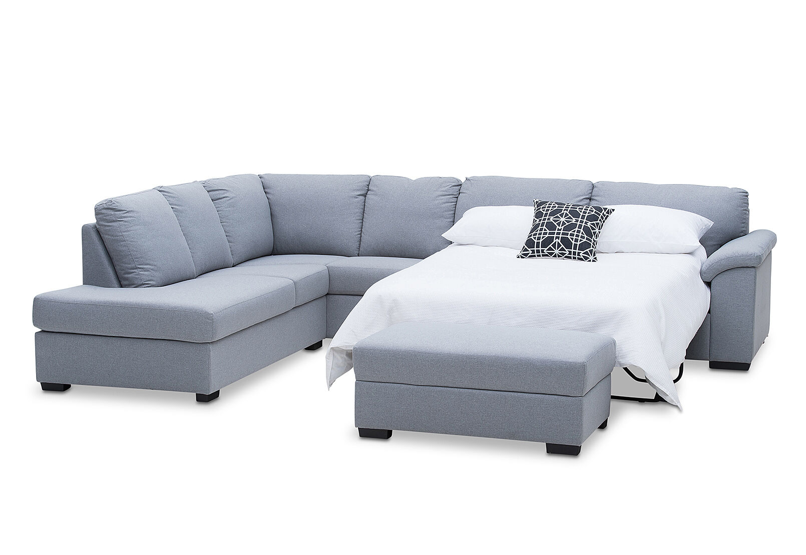 LIGHT GREY RUMPUS Fabric Corner Suite Left Hand Facing Chaise With Sofa Bed Amart Furniture LIGHT GREY RUMPUS Fabric Corner Suite Left Hand Facing Chaise With Sofa Bed Amart Furniture