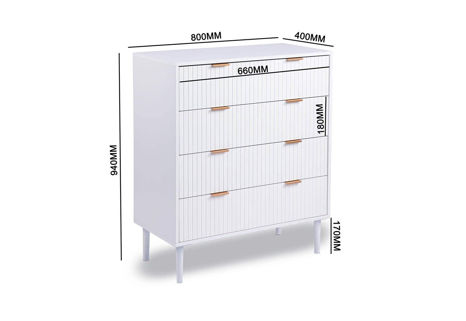 HENSLEY - White 4 Drawer Tall Chest HENSLEY