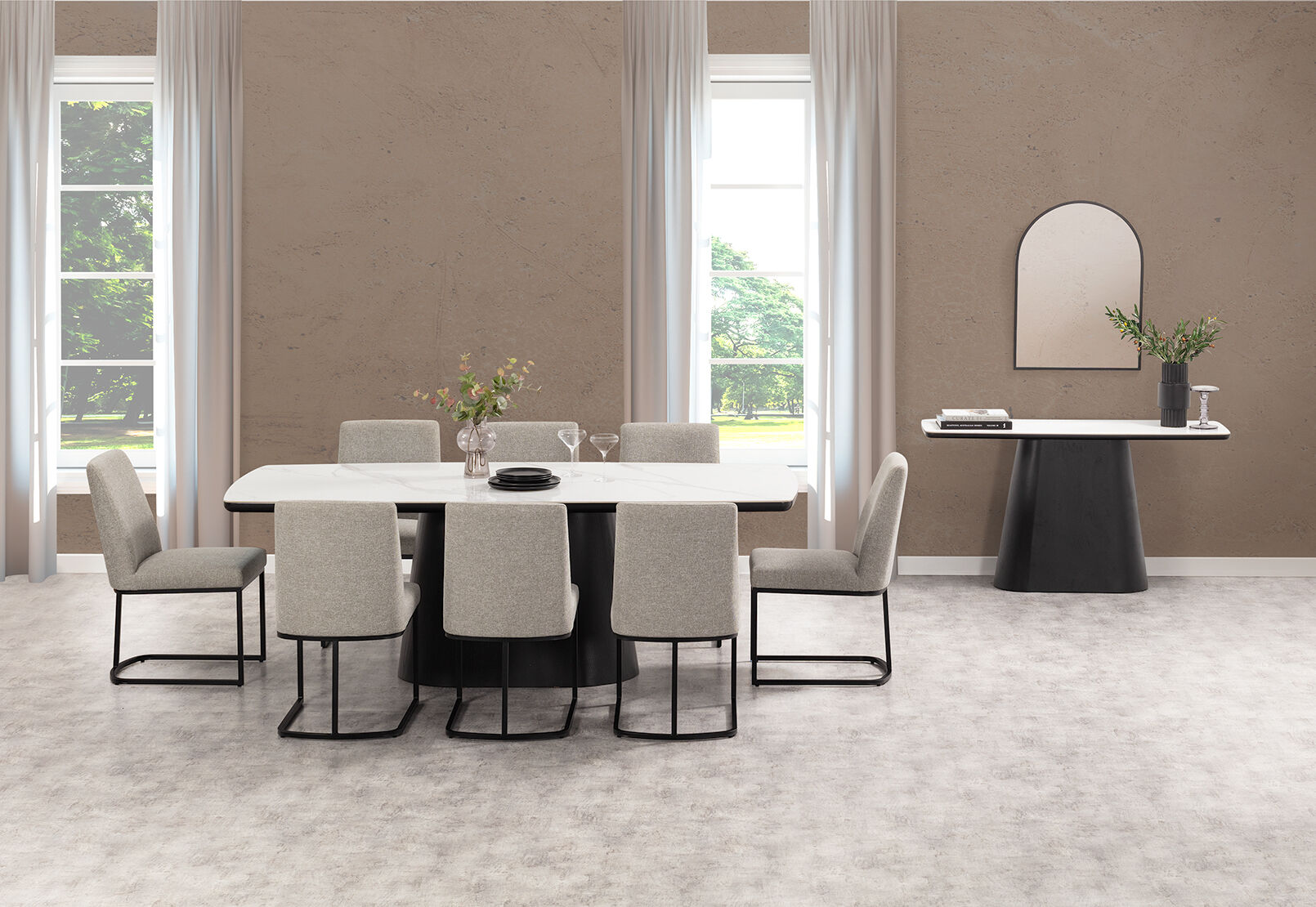 DORVAL - 9 Piece Dining Suite with Nevis Chairs DORVAL