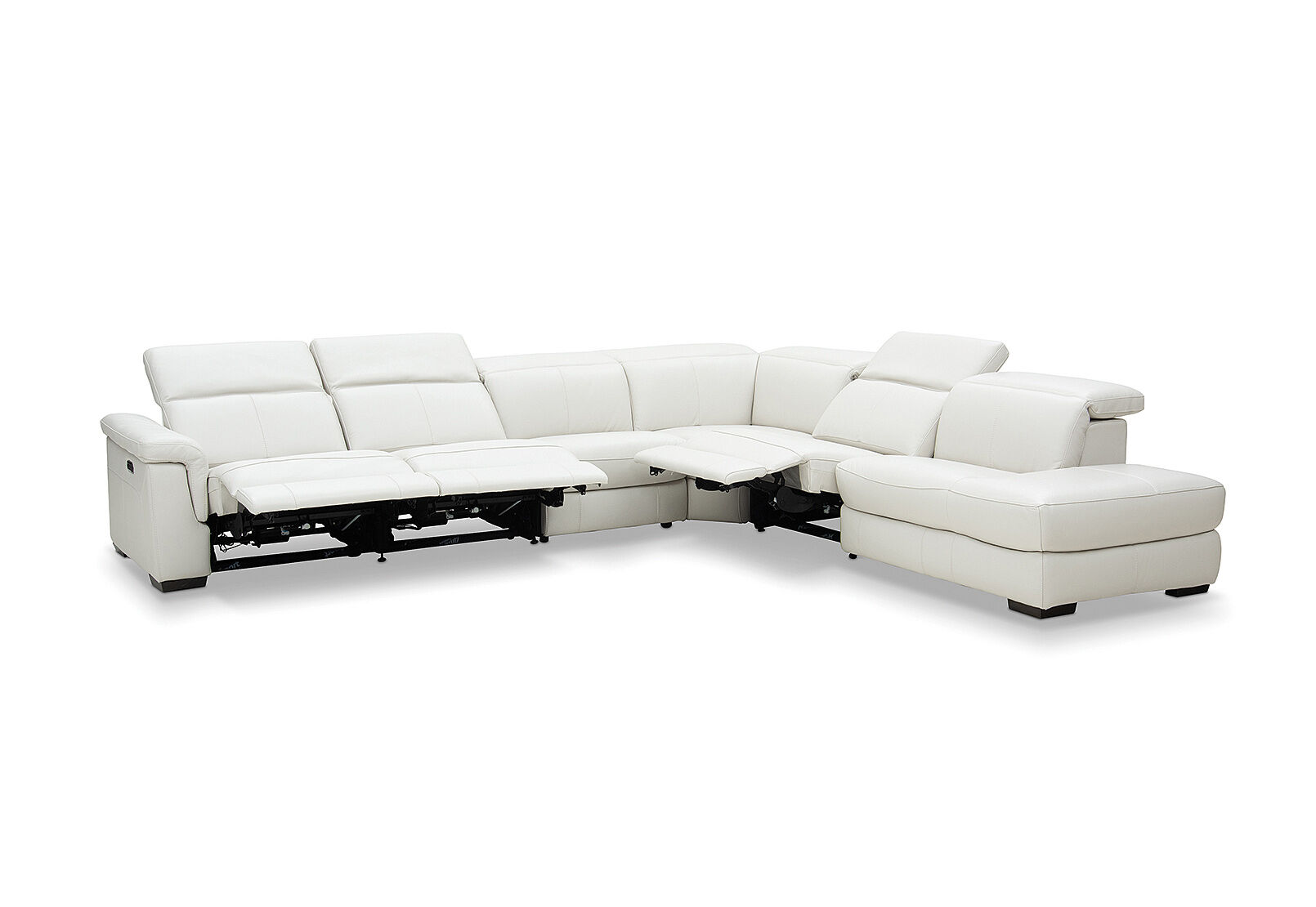 LUCIANO - Leather Corner Lounge with 3 Inbuilt Electric Recliners and Right-Hand Facing Chaise LUCIANO