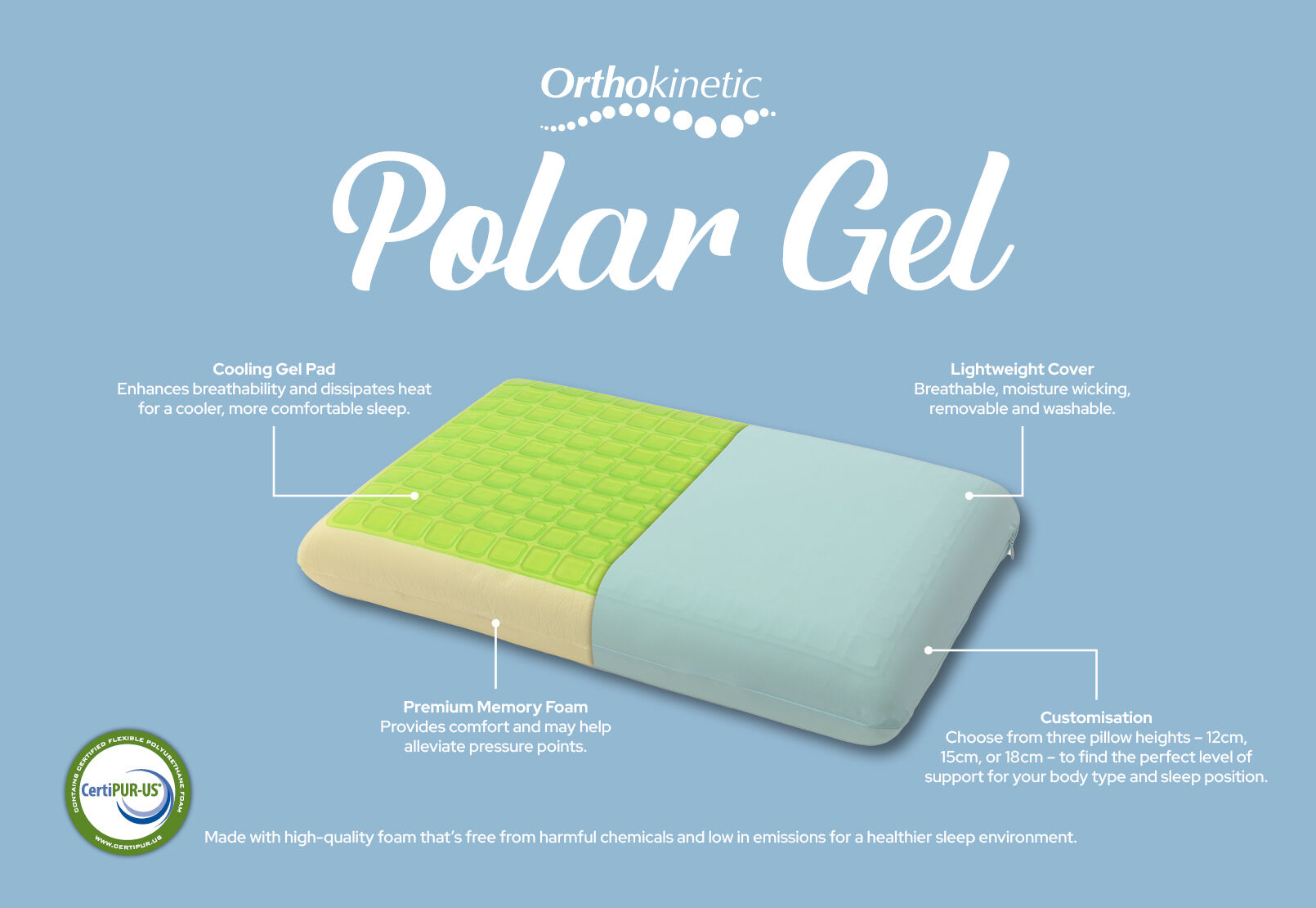 ORTHOKINETIC - Polar Gel Pillow - Low ORTHOKINETIC