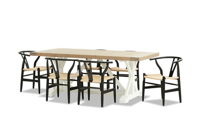 NORMANDY - 7 Piece Dining Suite with Wishbone Replica MKII Dining Chairs
