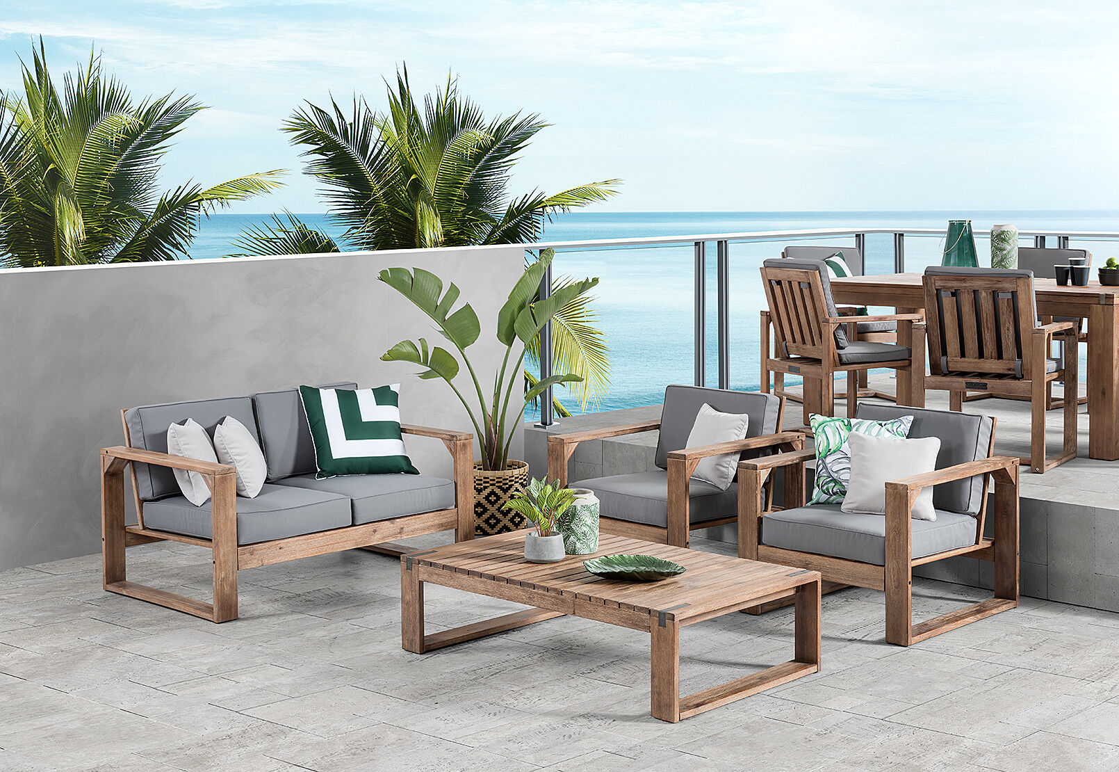 LIGHT GREY SHADOW2 4 Piece Outdoor Lounge Setting Amart Furniture