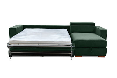 ANGUS VELVET - Right-Hand Facing 3 Seater Chaise with Sofa Bed