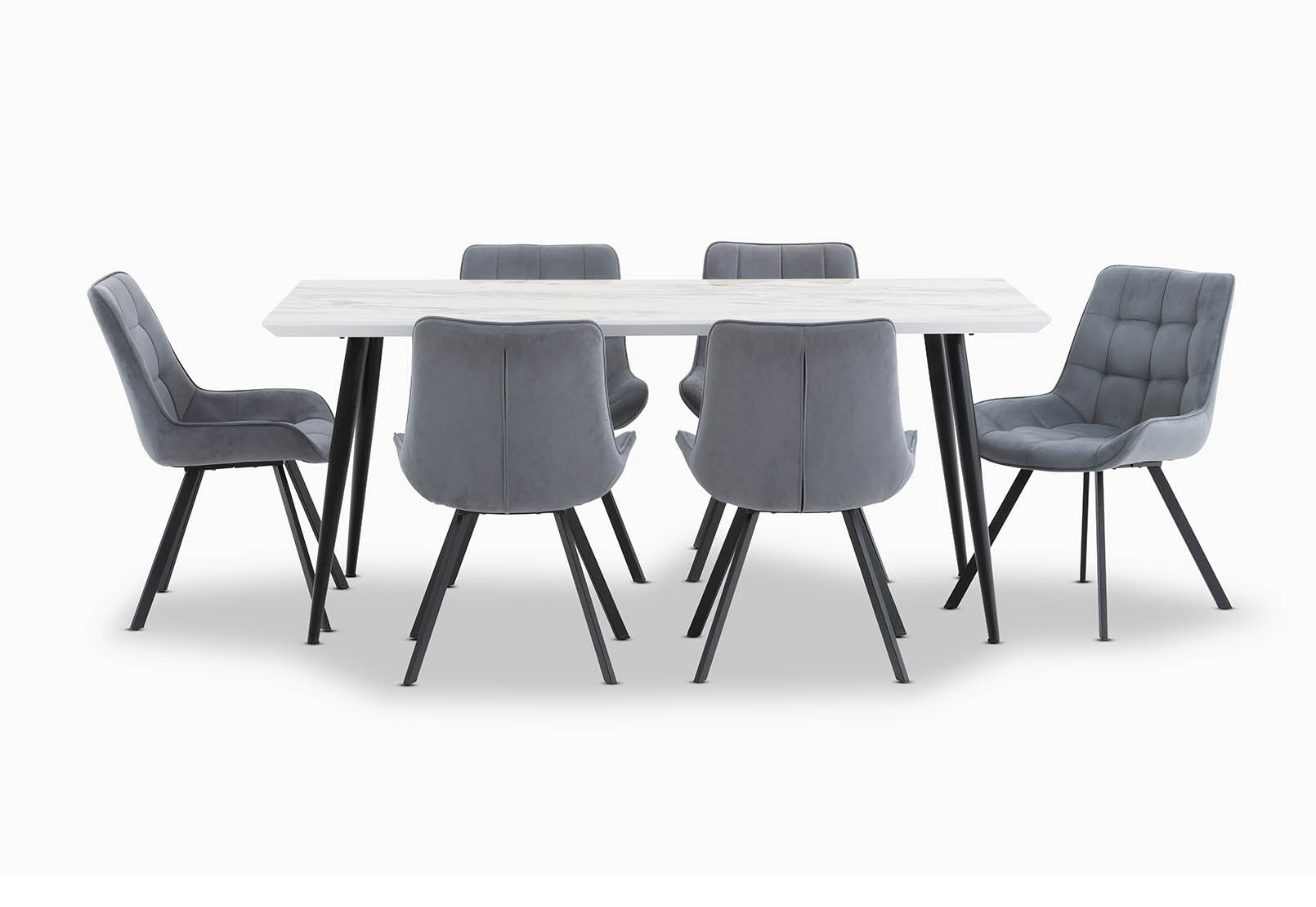 GREY AMARAH 7 Piece Dining Suite with Blaze Dining Chairs Amart Furniture